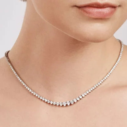 6.00 CT. T.W. Round-Cut Diamond Riviera Necklace in 14K White Gold (I, I1)