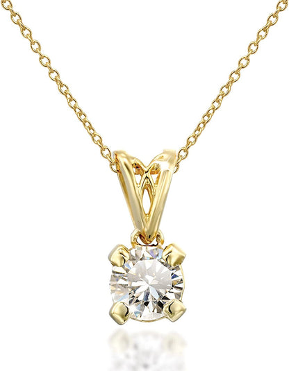 Diamond Pendant Necklace for Women 14K Yellow Gold Diamond Solitaire Pendant
