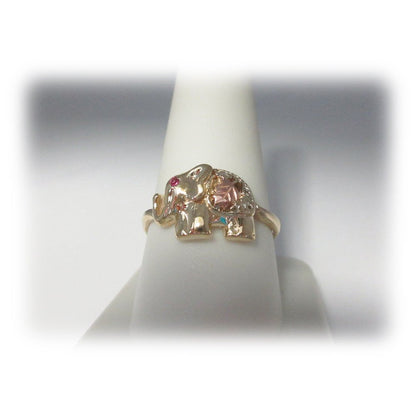 Elephant Ruby Ring Solid Gold Leaf Thumb 10K Size 10 Ganesha July Birthstone R17