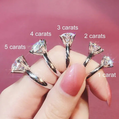 Moissanite Ring Classic Style round Cut Ring Single Row Diamond Engagement Anniv