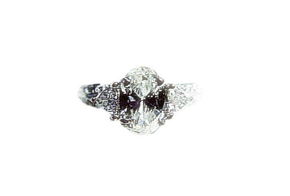CERTIFIED DIAMOND OVAL SHAPE 8.42X5.70X3.81MM 2 TRILLION ROUND ENGAGEMENT RING