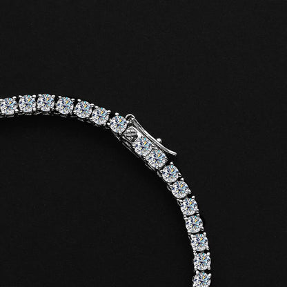 925 Sterling Silver Moissanite Tennis Necklace Diamond Luxury Plated 18K White