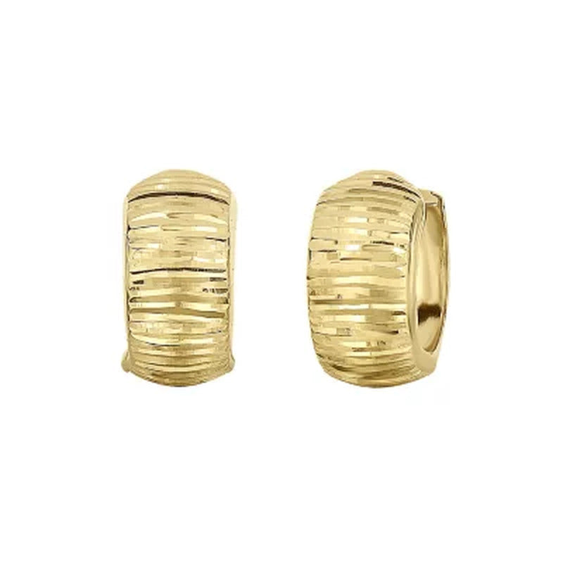 Diamond Cut and Polished Huggie Ears in 14K Yellow Gold