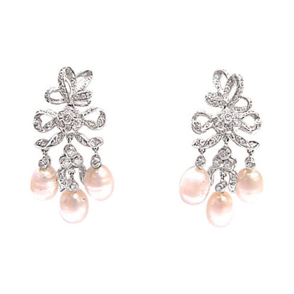 ROUND BRILLIANT SH BEZEL AND PRONG SET DIAMOND SET TOTAL 6 FRESH WATER PEARL