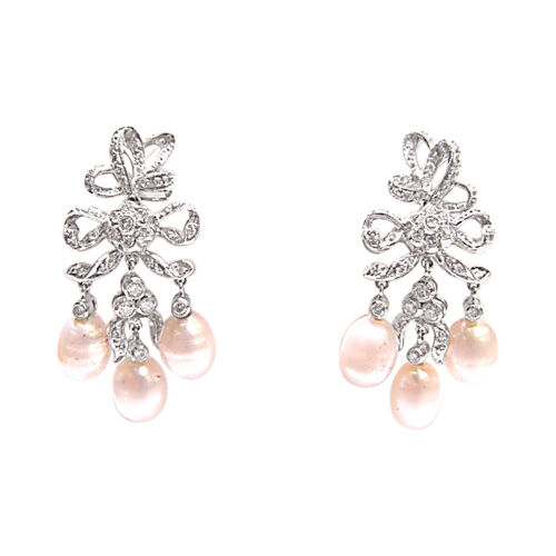 ROUND BRILLIANT SH BEZEL AND PRONG SET DIAMOND SET TOTAL 6 FRESH WATER PEARL