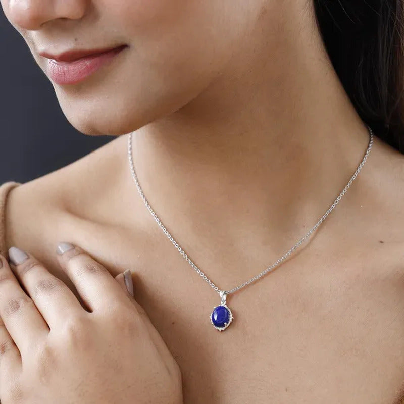 SHOP LC DELIVERING JOY Stainless Steel Sterling Silver Lapis Lazuli Necklace for