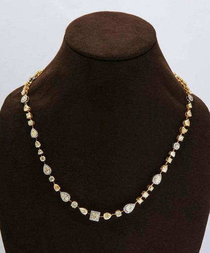 Multishape Yellow and White Diamond Necklace