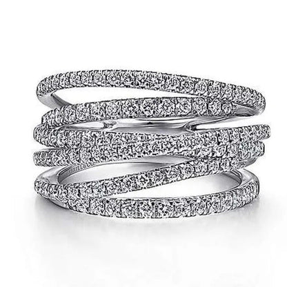 Exquisite 925 Sterling Silver Micro Pave Diamond Multilayer Rings for Women Brid