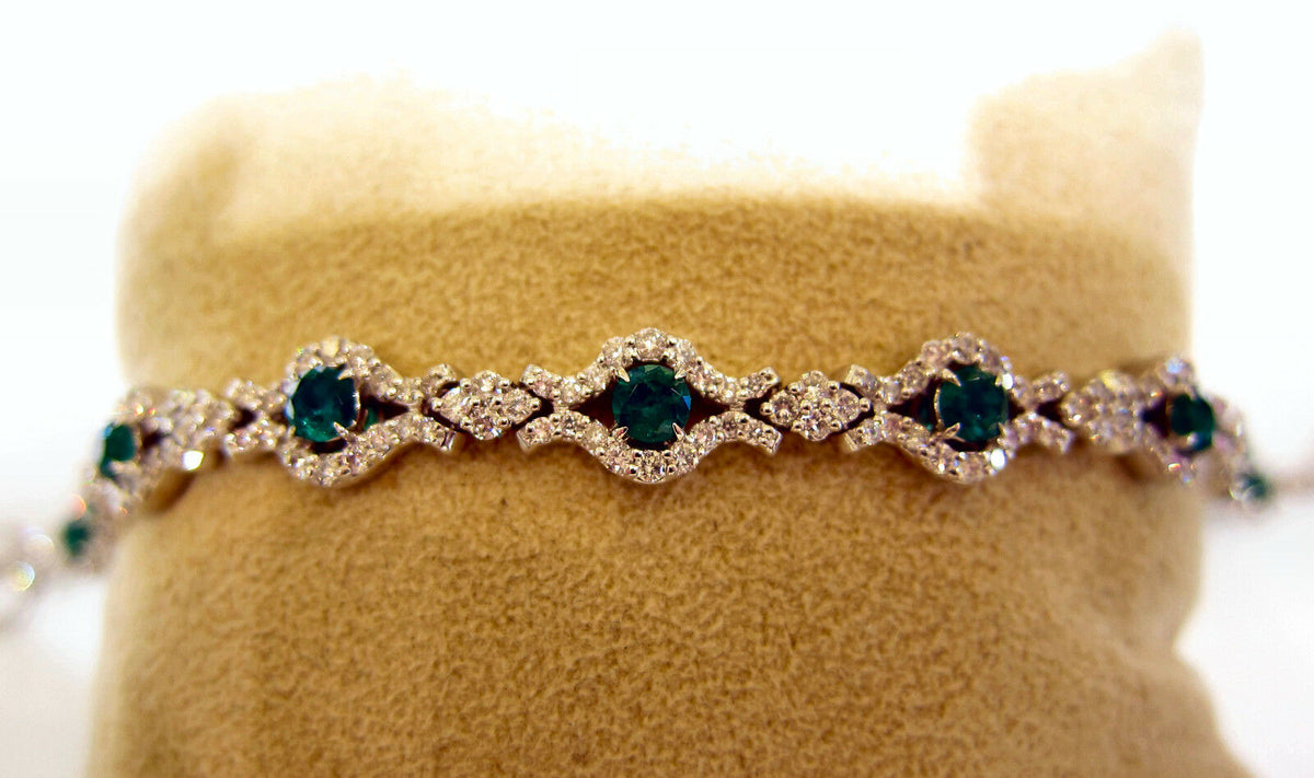 EMERALD 1.85 CT ROUND SHAPE DIAMOND 2.70 CT EMERALD DIAMOND BRACELET EMERALD