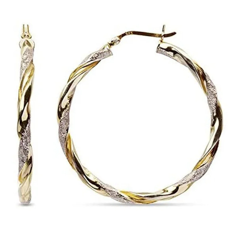 Luxury 14K Solid Gold Hoop Earrings Spiral Circle Earrings Simple Earrings Big C