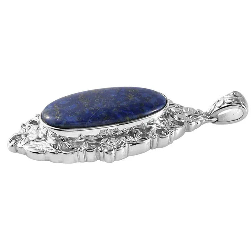 Shop LC Women Platinum Plated Lapis Lazuli Solitaire Pendant Gifts