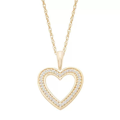 0.10 CT. T.W. Diamond Heart Pendant in 14K Yellow Gold