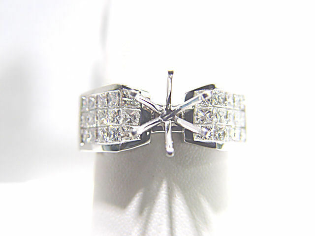 DIAMOND 30 PRINCESS SHAPE INVISIBLE SET 5X3 ROW SETTING DIAMOND ENGAGEMENT RING