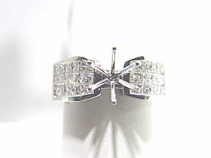 DIAMOND 30 PRINCESS SHAPE INVISIBLE SET 5X3 ROW SETTING DIAMOND ENGAGEMENT RING