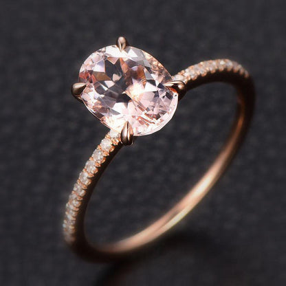Limited Time Sale 1.25 Carat Morganite and Diamond Engagement Ring in 10K Rose G