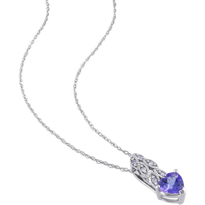 Miabella Women'S 3/8 Carat T.G.W. Heart-Shape Tanzanite and Round-Cut Diamond Ac