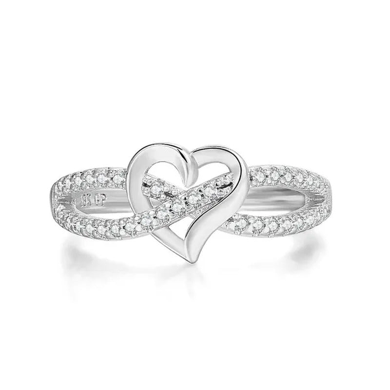 New Infinity Heart Cross Ring Promise Ring Forever Diamond Ring Heart Ring Silve