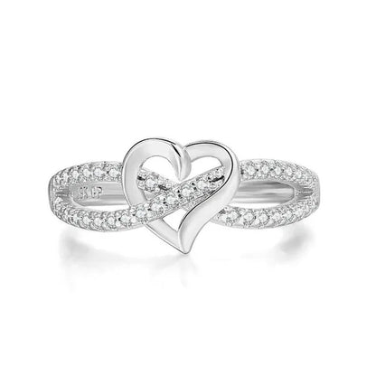 New Infinity Heart Cross Ring Promise Ring Forever Diamond Ring Heart Ring Silve