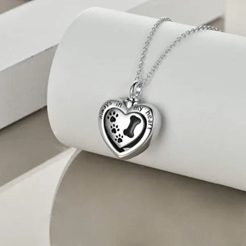 Footprint Jewelry Urn Necklace for Ashes Love Heart Pendant Bone Paw