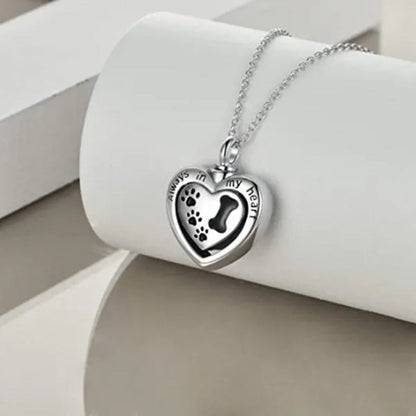 Footprint Jewelry Urn Necklace for Ashes Love Heart Pendant Bone Paw