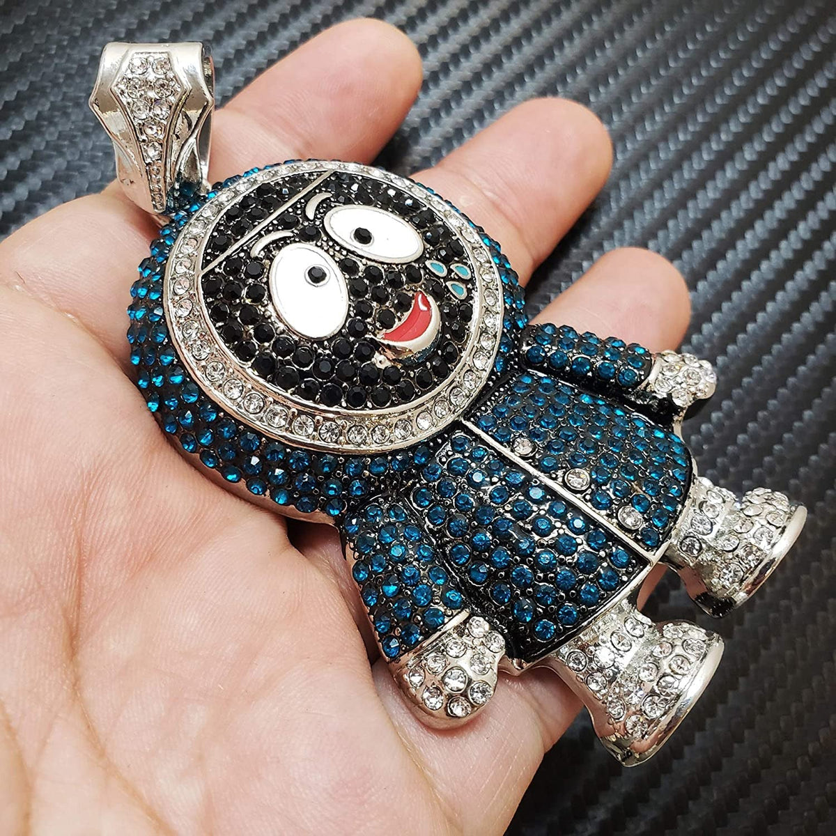 Hip Hop Iced Large BRICK SQUAD ESKIMO Pendant & 18" 1 ROW Tennis Choker Chain Ne