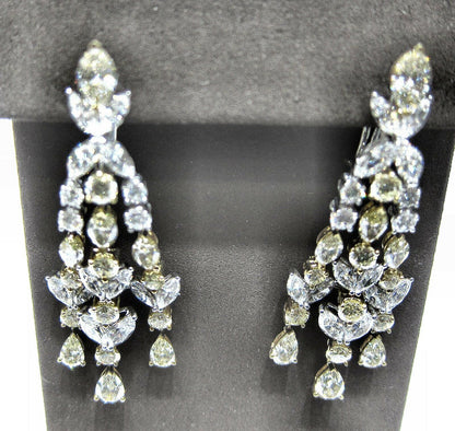 FANCY YELLOW MARQUISE ROUND PEAR WHITE DIAMOND ROUND MARQUISE SHAPE EARRING