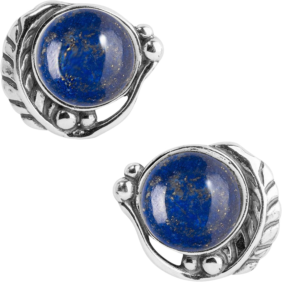 American West Sterling Silver Women'S Button Earrings Choice of Gemstone Leaf De