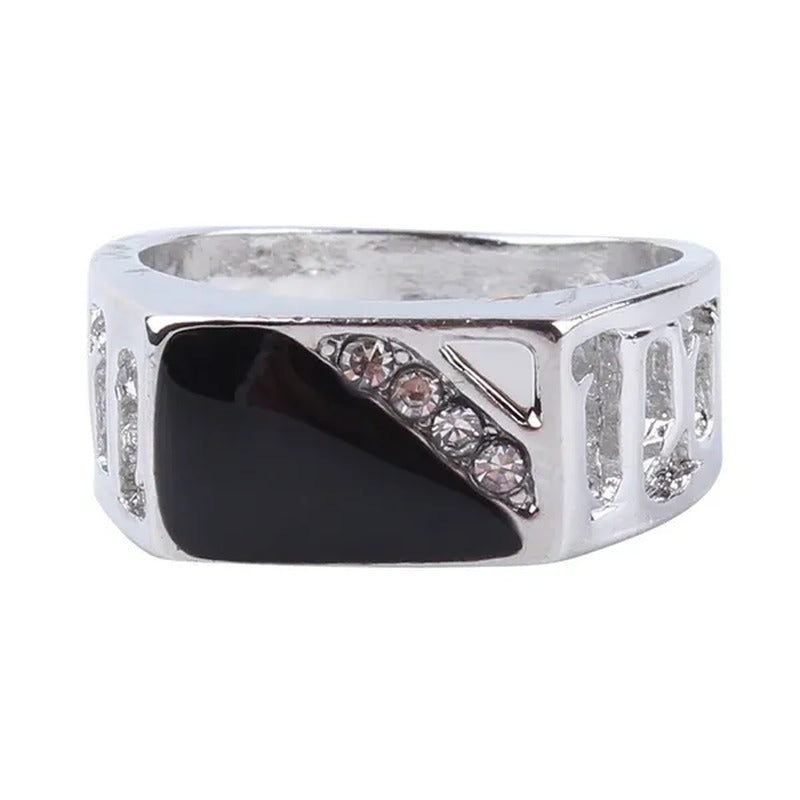 Fashion Male Jewelry Classic Color Wedding Ring Black Enamel Rings for Men Chris