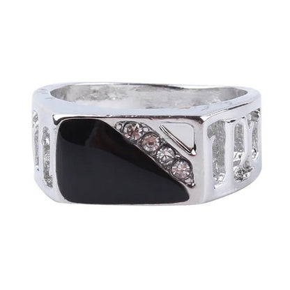 Fashion Male Jewelry Classic Color Wedding Ring Black Enamel Rings for Men Chris