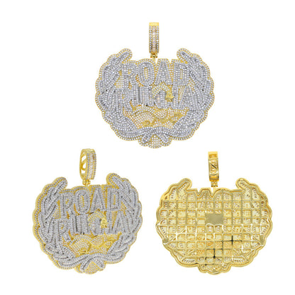 Large Size Letter Road Runna Pendant Full of Diamonds