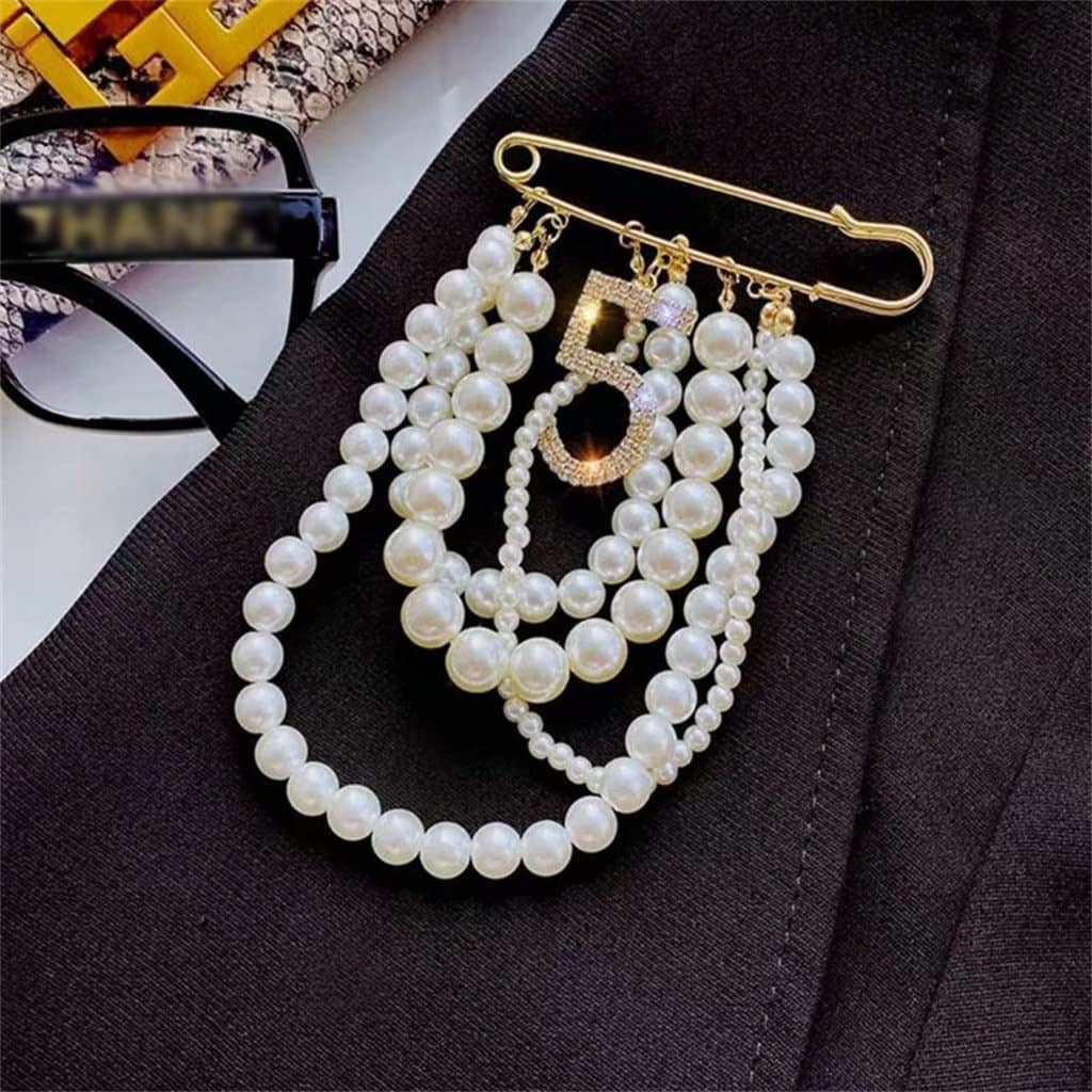 Heavy Industry Pearl Tassel Brooch Fashion Temperament Atmosphere Brooch Vintage