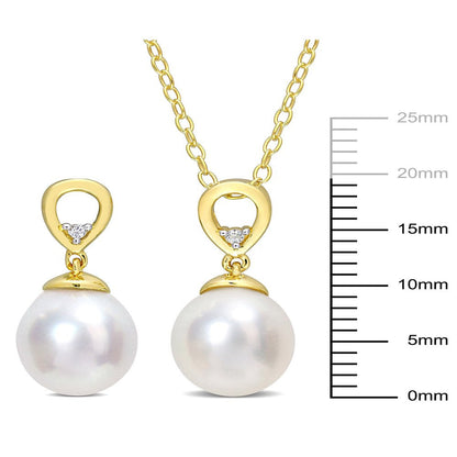 Miabella Women'S 8-9Mm Drop-Shaped South Sea Cultured Freshwater Pearl and Round