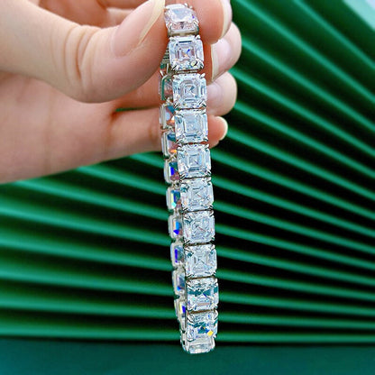100% 925 Sterling Silver 7*7Mm Square High Carbon Diamond Pagoda Bracelet