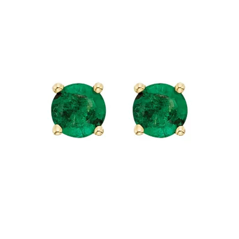 4.5Mm round Emerald Earrings in 14K Gold