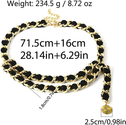 Alloy Waist Chain Body Chain Weave Rope Winding Twist Chain for Women Waist Belt