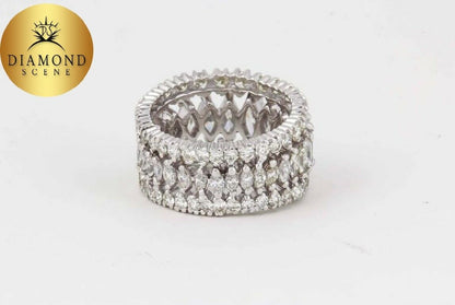 Marquise and Round Diamond Wide Graduated Eternity Band