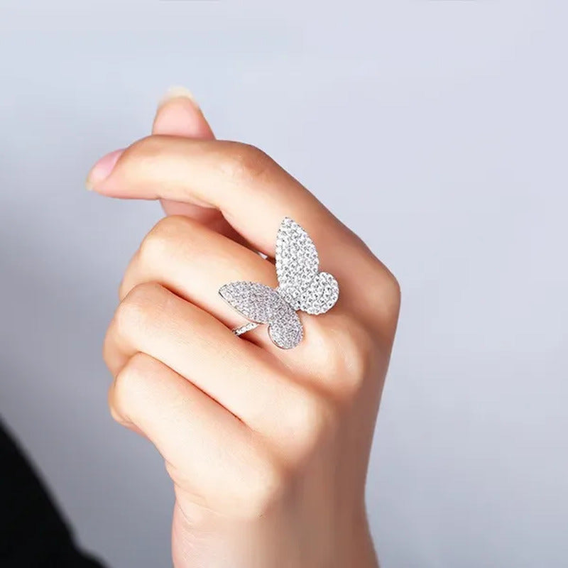 925 Silver Ring Butterfly Ring Statement Crown Ring Natural Gemstones Ring Weddi