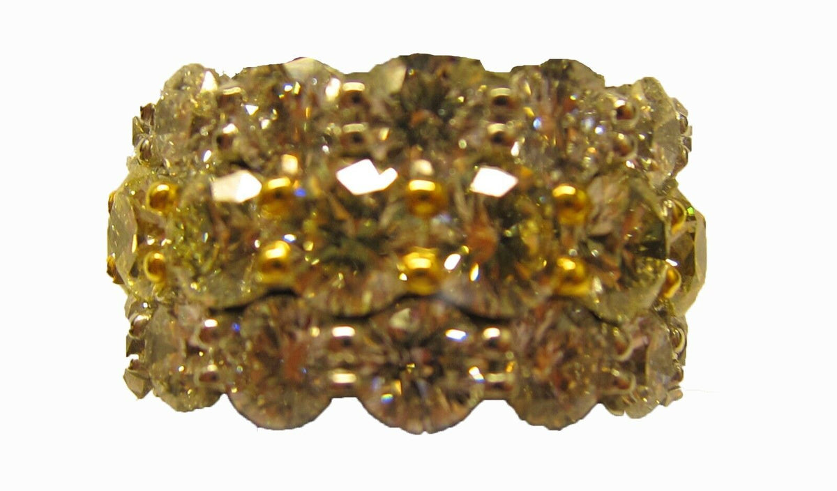 FANCY YELLOW DIAMOND 14 STONE WHITE DIAMOND 28 STONE ALL AROUND ETERNITY BAND