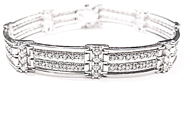 MENS ROUND BRILLIANT CUT DIAMOND PRONG SET LINK BRACELET