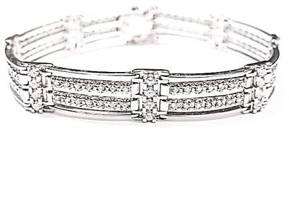 MENS ROUND BRILLIANT CUT DIAMOND PRONG SET LINK BRACELET