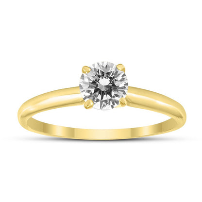 1/3 Carat round Diamond Solitaire Ring in 14K Yellow Gold (J-K-L Color, I2-I3 Cl