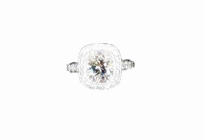 GIA CERTIFIED G COLOR VS1 CLARITY GRADE CUSHION SHAPE HALO ROUND ENGAGEMENT RING