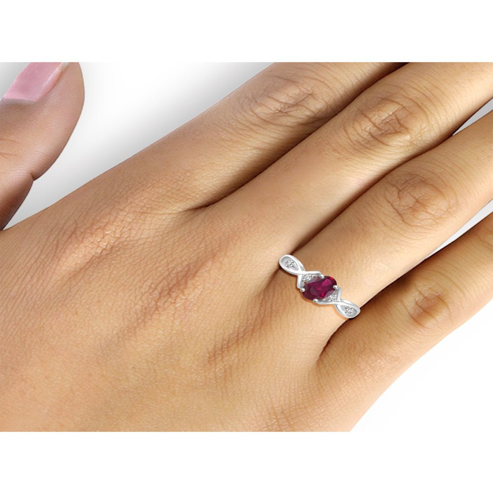 1.00 Carat T.G.W. Ruby and White Diamond Accent Sterling Silver Ring