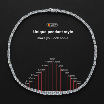 925 Sterling Silver Moissanite Tennis Necklace Diamond Luxury Plated 18K White