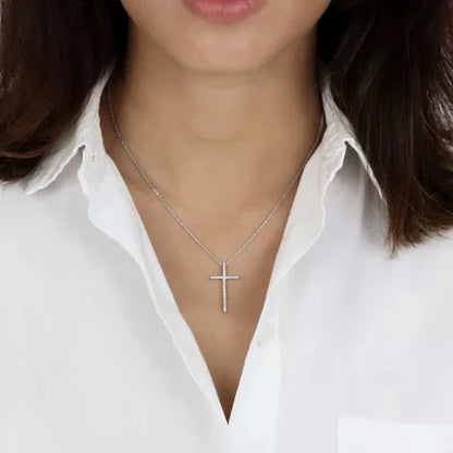 0.10 CT. T.W. Diamond Cross Pendant in Sterling Silver