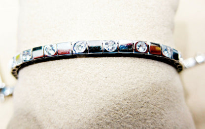 2.10 ct diamond round brilliant space link alternating style bracelet