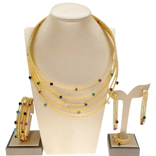 Latest Exquisite Brazilian Gold Plated Wedding Jewelry Set Gold Plated Bridal