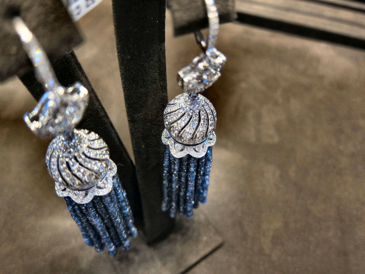 SAPPHIRE BEADS SET DIAMOND ROUND MARQUISE PEAR SHAPE