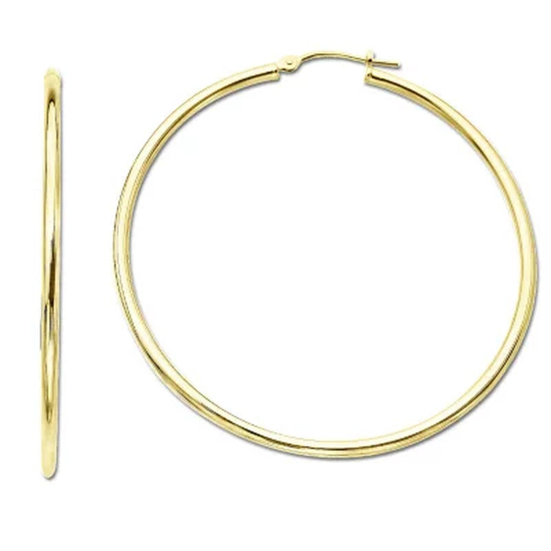 2 X 25Mm Hoop Earrings in 14K Yellow Gold