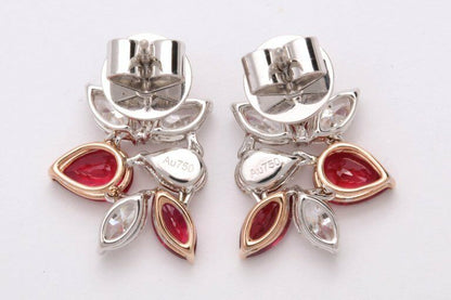 Ruby and Diamond Cluster Earrings